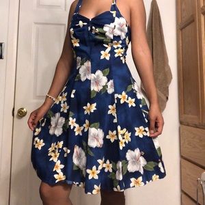 Dark Blue Floral Dress